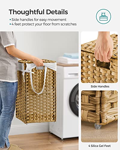 Songmics ULCB165N01 Laundry Hamper With Lid, 17.2 Gallon (65 L) Synthetic Rattan Clothes Laundry Basket thumb #3