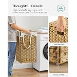 SONGMICS Laundry Hamper with Lid, 17.2 Gallon (65 L) Synthetic Rattan Clothes Laundry Basket with Lid and Handles, Foldable, Removable Liner, Goose Yellow ULCB165N01 - Image 4