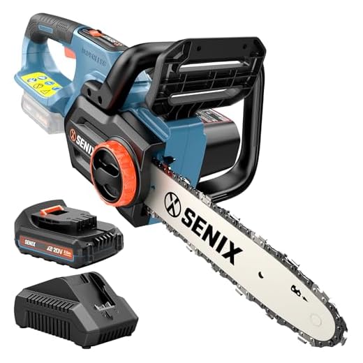 SENIX Chainsaw Cordless, 20V 10" Battery Chainsaw, Brushless Chain Saw, Includes 2.5Ah Battery & Charger, Garden Tool for Tree, Pruning, Branch Cutting, Yard, Fathers Day Gift, Tool-Free,CSX2-M