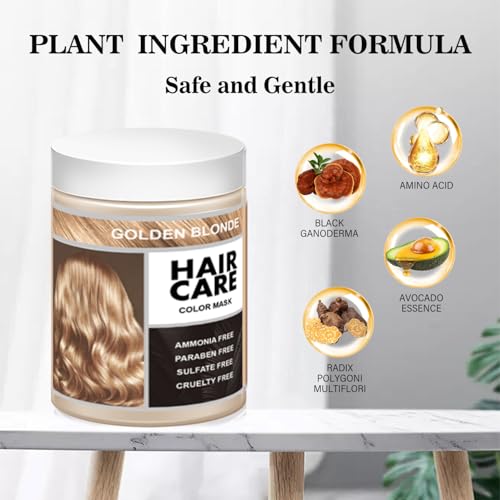 Joyful Young Vegan Semi-Permanent Hair Color Mask – Ammonia-Free, Paraben & Sulfate-Free Hair Dye & Depositing Conditioner, Plant-Based Formula, Long-Lasting Color in Minutes, 300ml (GOLDEN BLONDE)