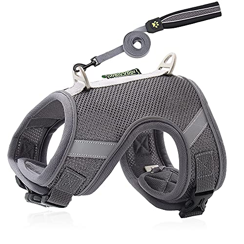 TUOYX Arnes Perro Grande Mediano ​Pequeño Arnés Pecho,Arnés para Perro Transpirable, Arnés Pecho Antitirones Impermeable con Lineas Reflectante Ideal para Perros Entrenamiento al Aire Libre (S, Gris) Cover