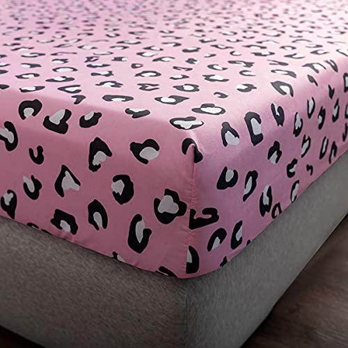 Jejeloiu Cheetah Bed Sheet Set Queen Pink Leopard Print Fitted Sheet For Girls Women Modern Wildlife Bedding Includes 1 Flat Sheet & 1 Sheet With 2 Pillowcases #TOP3