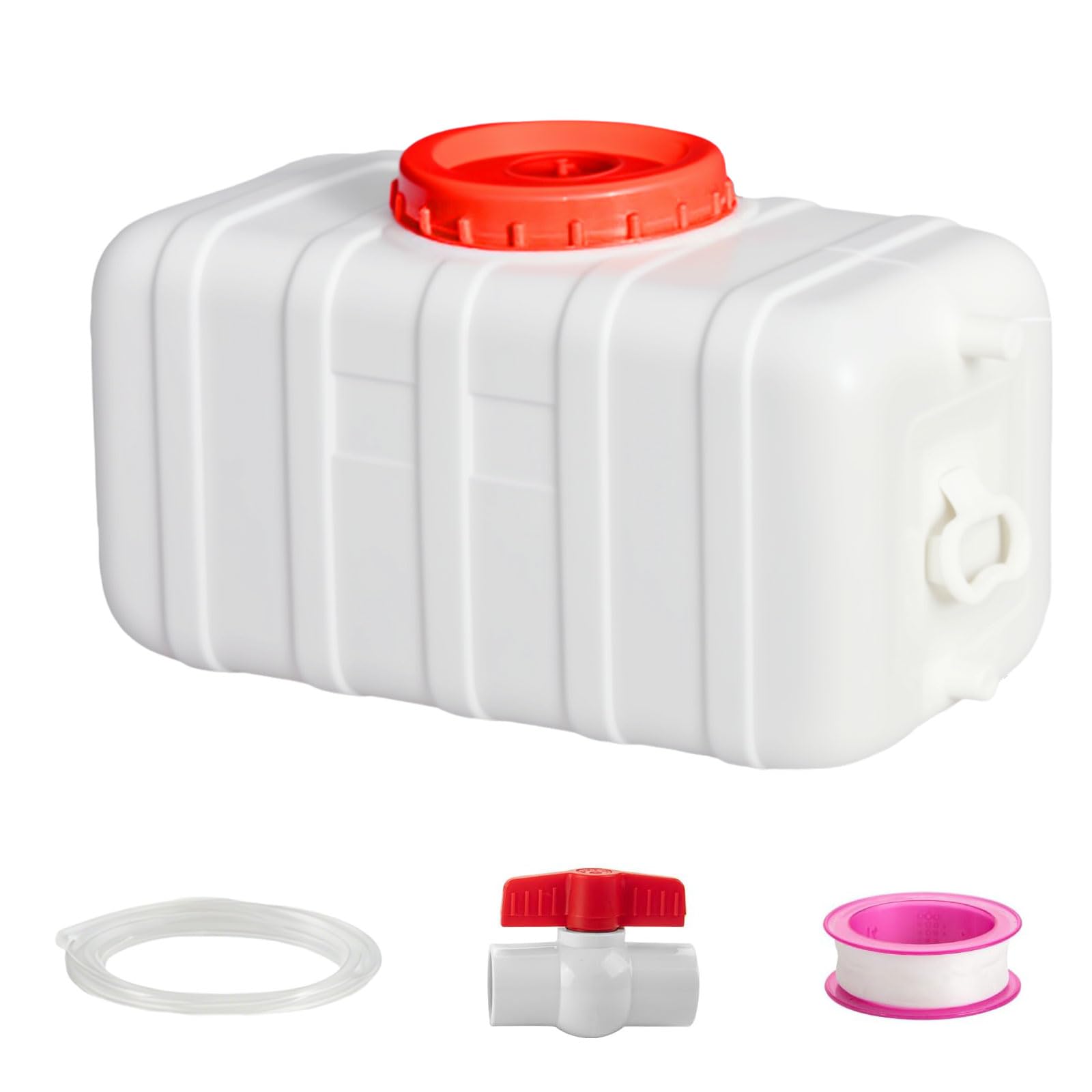 Wasserkanister mit Hahn Lebensmittelechter PEHD Wassertank für Camping, Wohnmobil, Garten Tragekanister mit Ablasshahn UV-beständig & bruchfest trinkwassertank(Size:80L,Color:Weiß)