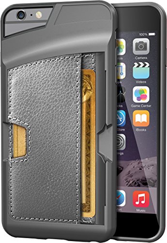 Smartish iPhone 6 Plus/6s Plus Wallet Case - Wallet Slayer Vol. 2 [Slim Protective Kickstand] Credit Card Holder for Apple iPhone 6s Plus/6 Plus (Silk) - Gunmetal Gray