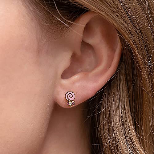 CZ Mini Lollipop Crystal Stud Earrings for Women Teen Girls 925 Sterling Silver Post Pin Cubic Zirconia Gold Plated Cartilage Charm Fashion Cute Candies Earring Birthday Easter Jewelry for Daughter2
