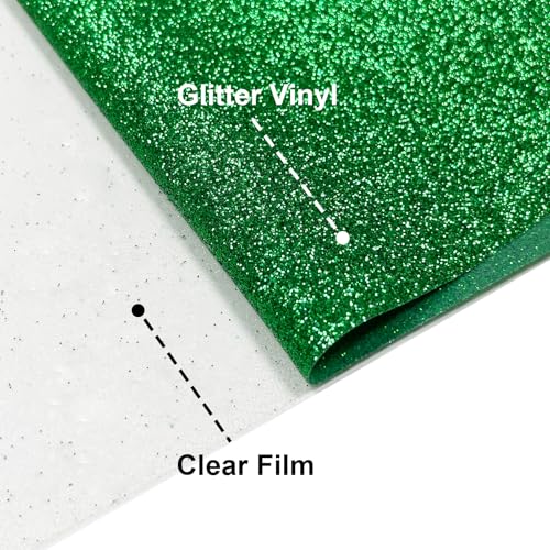 Image of Glitter Iron On 12in X 8ft (Green), HTV Heat Transfer Vinyl | Glitter HTV Easy to Cut & Weed, Glitter All Cutter Machine for Heat Vinyl Design, Glitter Iron on Vinyl for Cricut Machine