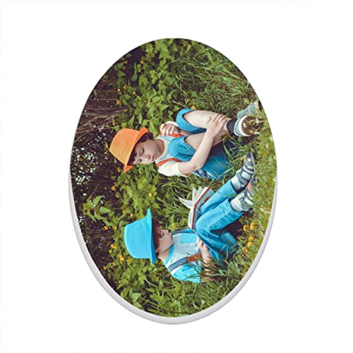 Custom Memorial Photo Ceramic Tile Personalized Headstone Picture Waterproof Porcelain Monument Portrait Colorful Printing For Cemetery Gravestone Wedding Anniversary Home Decor 4”-Oval #TOP7