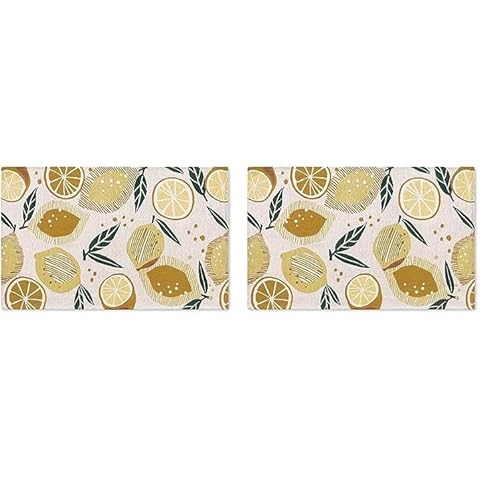 TOWN & COUNTRY LUXE Livie Fresh Lemon Everwash™ Washable Multi-Use Decorative Rug, Kitchen Rug, Low-Profile Door Mat, Bedroom Rug and Dorm Room Rug with Non-Slip Backing, Cream, 24"x40" (Pack of 2) Cover