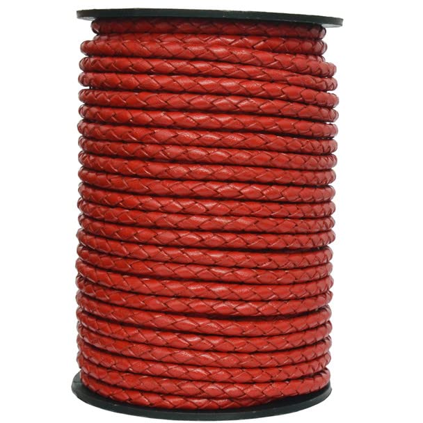 Xsotica Round Bolo Leather Cord 5.0 MM (Red, 1 Meter)