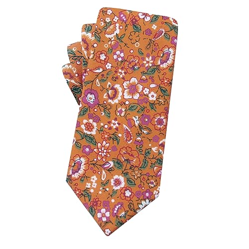 Image of Mantieqingway Men's Cotton Floral Neck Tie 2.56'' Printed Skinny Tie