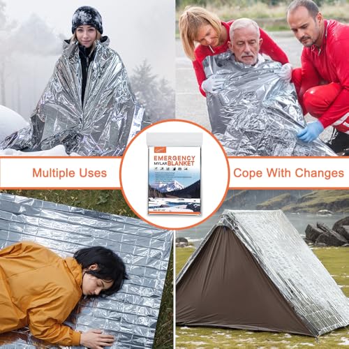 4 Pack - Large 82” x 62” Survival Emergency Mylar Thermal Blankets, Thermal Survival Blanket Perfect for Camping, Hiking, Body Insulation, Outdoors, Car Survival Kit, Bug Out Bag - Image 5