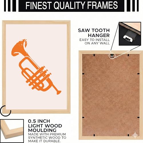 Image of BLINKART Jazz Music Aesthetic Modern Art Walls With Frame | Natural Wood Texture | Living Room Bedroom Office Wall Decoration | Poster Home Decor Frames Wall Bedroom | 12x8 Inches (D580)