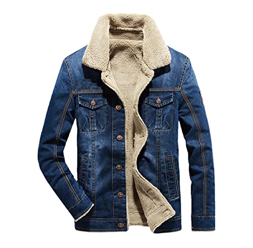 Manteau jean homme polaire épaisse contre le froid hivernal décontracté bleu