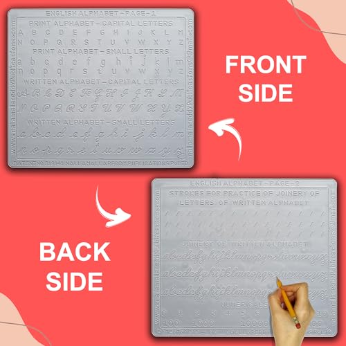 Image of English Alphabet Slate with Total Letters in Grooves in 1 Slate Front & Back for Thorough Practice by tracing with Pencil by Reading & Writing for Foundation at Early Childhood