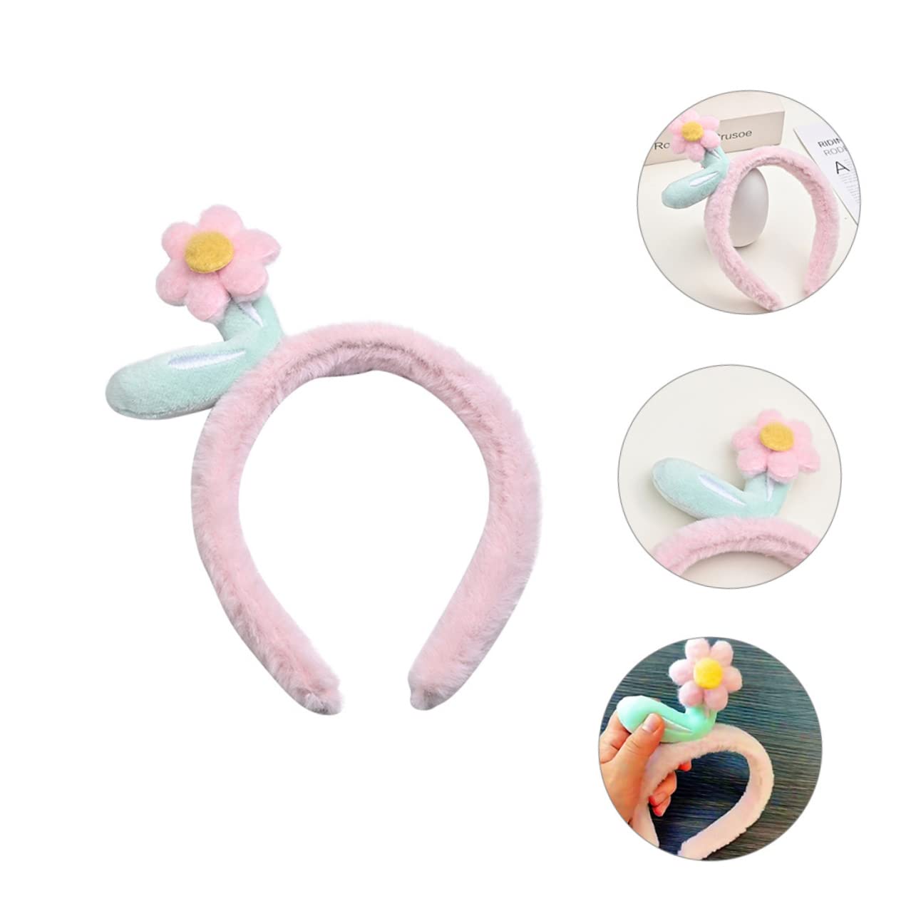 Didiseaon 10 Pezzi fascia di fiori freschi cerchio per con fiori Elastici per per Fascia peluche elastici per le donne fasce imbottite fascia gonfia tessuto rosa