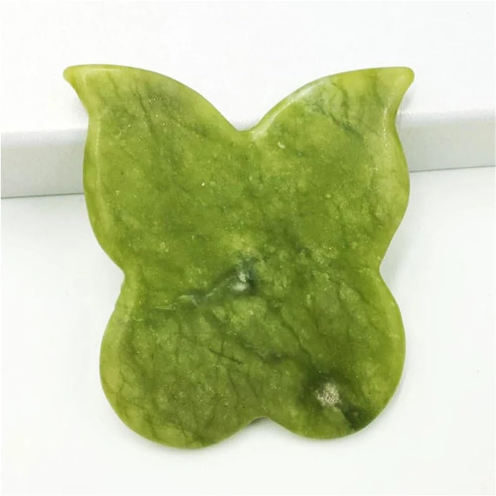Raschietto for Gua Sha in Giada al Quarzo Rosa a Forma di Farfalla, for Massaggio del Corpo, pressoterapia, Lifting del Viso(White)