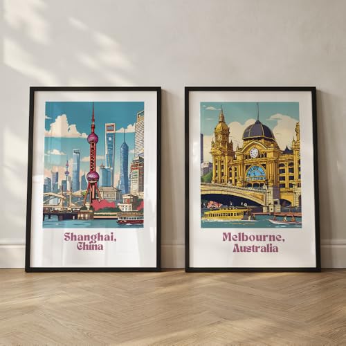 Image of COLOSSAL ART HOUSE Wall Art Set of 2 - 10x13 inch Framed Paintings for Living Room, Bedroom & Home Decor - Modern Wall Decoration for Interior Spaces, Aesthetic & Stylish Design Red