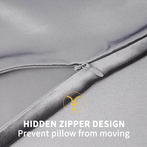 ZIMASILK 100% Mulberry Silk Pillowcase for Hair and Skin Health, Both Sides 19 Momme Premium Grade 6A Silk, Soft & Smooth, 600 Thread Count, with Hidden Zipper, 1pc (Standard 50x75 cm, Iron Grey) - Image 6