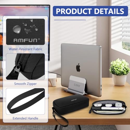 AMFUN Elektronik Organizer Tasche, Tragbar Kabelorganizer Tech Pouch Bag, Wasserresistent EDC Zubehör Kabeltasche, Hard Case Tasche für Handy Netzteil, Ladekabel, Ladestecker, Powerbank, Festplatte, S