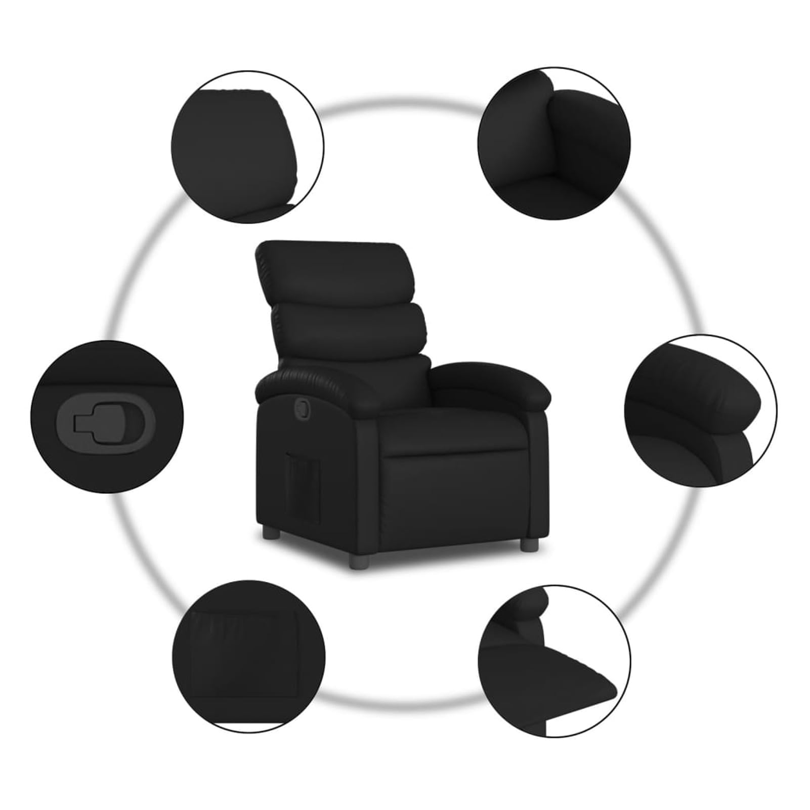 ARKEM Sillón reclinable de Cuero sintético Negro Sillon Masaje Relax Sillones Relax Levantapersonas - 371713