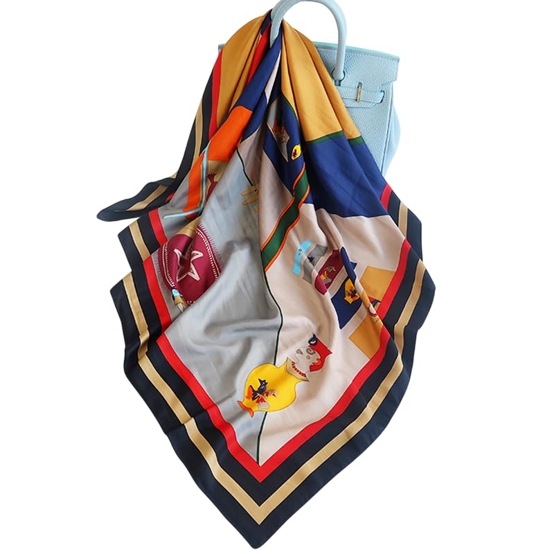 Image of Printed Poly Silken feel Scarf Stole for Women | Stylish, Soft, & Lightweight | Satin Feel Neck Scarf, Hair Scarf, Head Scarf for Women | Square Silk Stole for Handbag