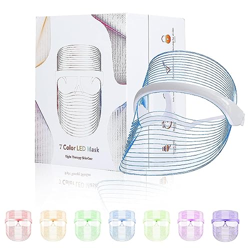 LED Face Mask Light Therapy, Illuminate Your Skin 7 Colors LED Light Therapy Mask, Red & Blue Light Therapy for Face, Light Mask for Skin Care, Portable Rechargeable