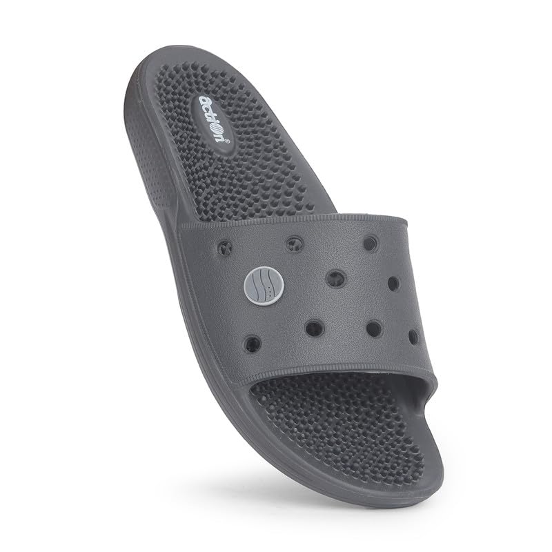 Image of ACTION Men's Acupressure EVA Slide Slippers | Lightweight | Massage Footbed | Anti-Skid Sole | Waterproof | Quick Dry | Indoor & Outdoor Comfort Slides