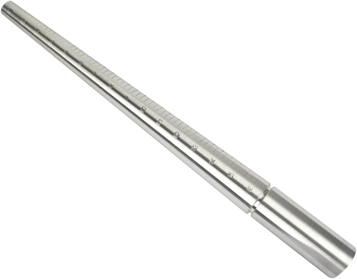 Solid Aluminum Ungrooved Ring Sizer Measuring Stick Mandrel w/Sizes 1-15 Jewelry Tool