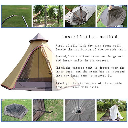 12'x10'x8'Dome Camping Tent 5-6 Person 4 Season Double Layers Waterproof Windproof Tents Family Outdoor Camping Tent(Yellow) - Thumbnail 4