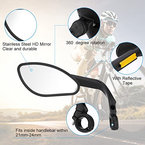 Bike Mirror With Reflective Tape, Adjustable Bike Mirrors Handlebar Rearview Mirror, Stainless Steel Bike Rear View Mirrors, Bike Mirror Handlebar Mount, Bicycle Mirror (Left Side) #TOP1