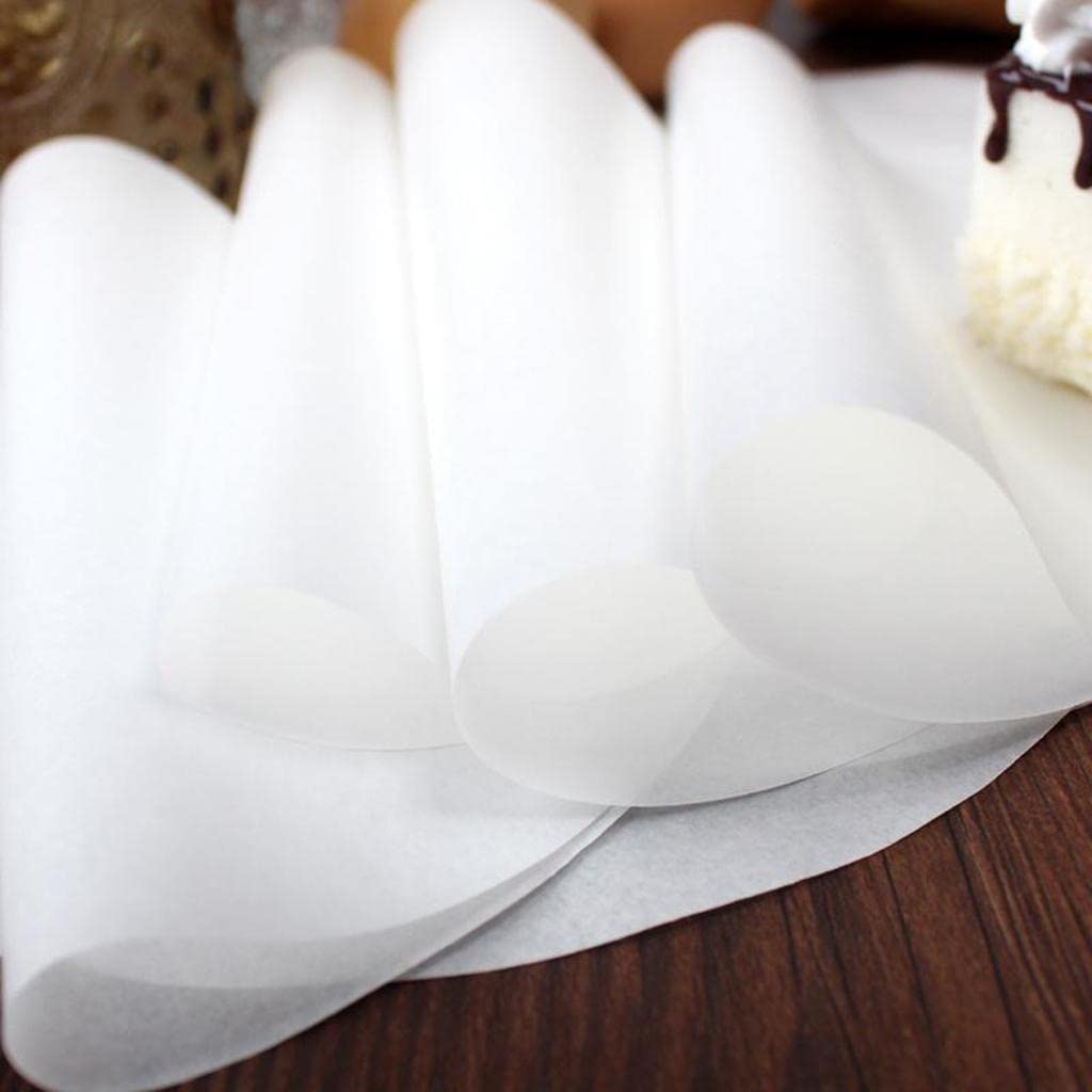 Milageto 5 Paquetes Papel Pergamino Redondo Antiadherente Hojas de Cera para Hornear Discos para Hamburguesa Bases para Pastel Material de Pulpa de Madera, 5 Piezas