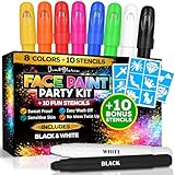 Jim&Gloria Face Paint Kit with Stencils, 8 Large Professional Face Painting Kit, Washable Body Paint Makeup, Skin Color Crayons Facepaint Sticks for Cosplay, Costume Party Gifts