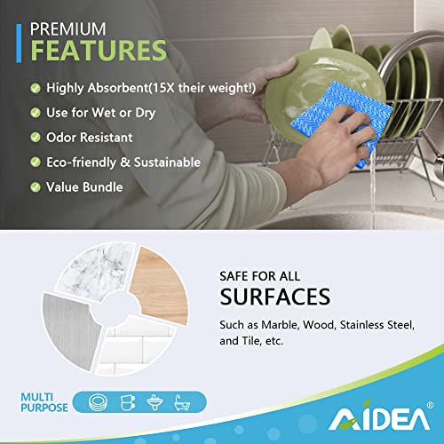 Aidea Cleaning Wipes, Handy Wipes, Multi-Purpose Towel Reusable Cleaning Cloths, Domestic Cleaning Wipes, Cleaning Towels, Dish Cloths (50Ctx2 Rolls)-(10''X16'') #TOP1