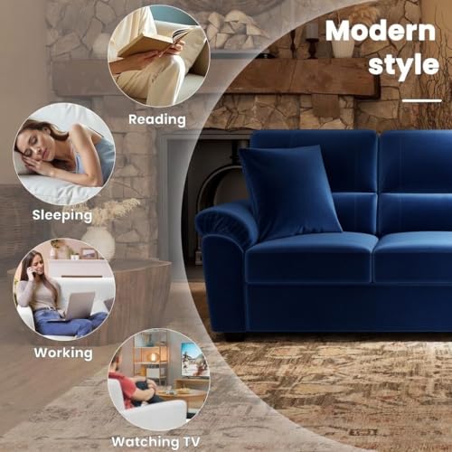 Image of Anderson Sofa Set for Living Room | Sectional Sofas | Premium Fabric Sofa for Home Office | Fabric Sofa Set | Fabric Sofa (Blue Fabric, 3+1 Seater)