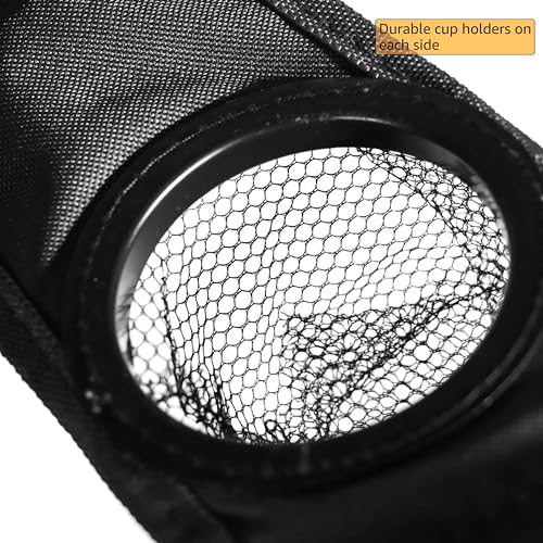 Trademark Innovations Double Folding Camp and Beach Chair with Removable Umbrella and Cooler, Black - Image 5