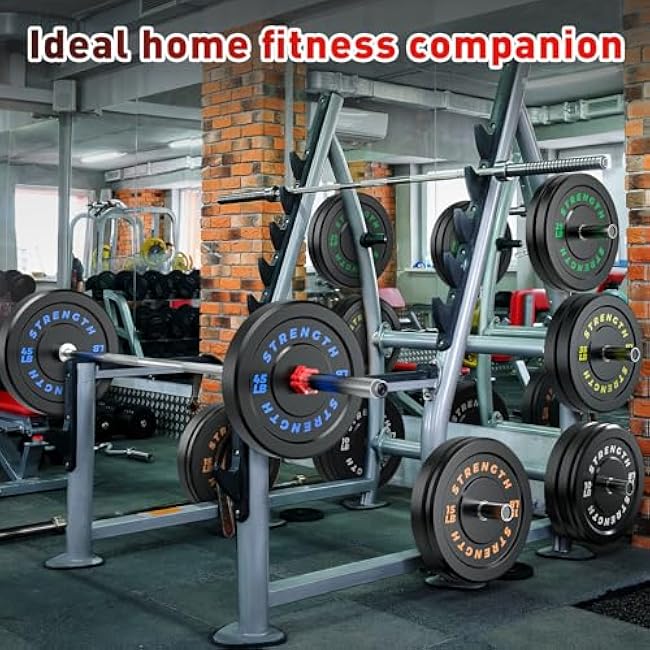 Olympic Rubber Bumper Weight Set - 2 Inch Barbell Plates for Home Gym Strength Training