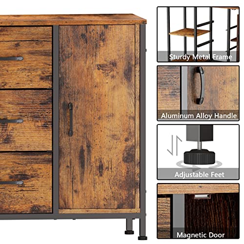 Furnulem-Industrial-Storage-Cabinet-with-3-Drawers2-Shelves-and-DoorWood-Furniture-Accent-Cabinet-for-BooksDocumentDecoration-in-Home-OfficeBedroom-EntrywayKitchenMetal-Frame