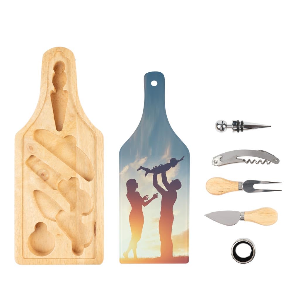 Coffret en bois et verre pour le vin et le fromage à personnaliser – Coffret personnalisable vin & fromage – Accessoire vin et plateau fromage imprimé photo
