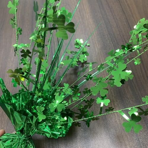 ALISSAR-2-Pack-Glitter-Shamrock-St-Patricks-Day-Centerpieces-Shamrock-Decorations-for-Home-Decor-Table-Decor-Green