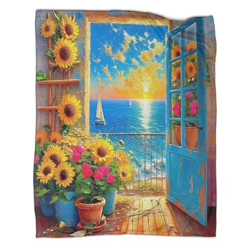 Couverture 3D paysage côtier en microfibre 180x200 cm - 3