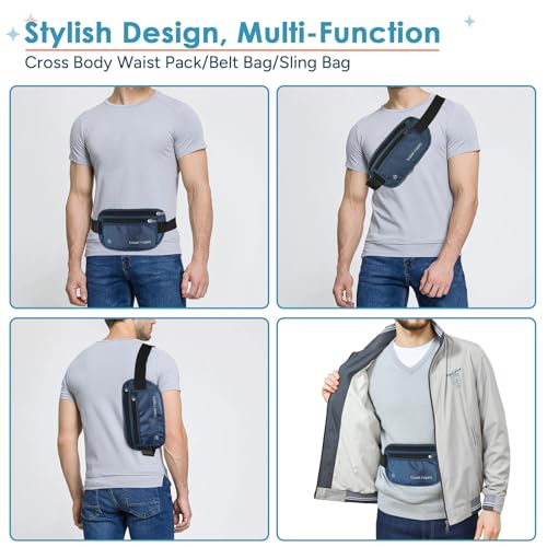 travel inspira Travel Money Belt with Slim Anti-Theft RFID Blocking Passport Holder for Travel Concealed under Clothes for Ultimate Protection of Credit Cards, Cash, Passport & Documents, Navy Blue