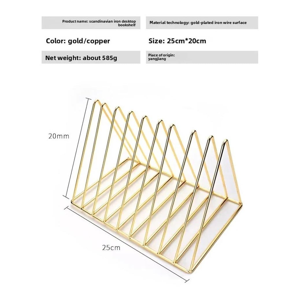 Organizator plików Regał na książki Iron Triangle, biurko do nauki, stojak czasopisma, artykuły biurowe, edukacyjne i kulturalne(Gold)