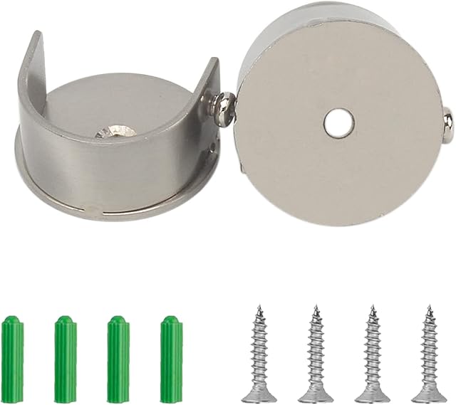 ZOCONE 2 Pcs Recess Brackets for Curtain Poles with Screws Wooden Curtain Pole Brackets 28mm Stainless Steel Brackets for Poles, Silver
