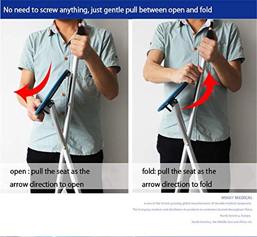 Heavy Duty Walking Cane With Folding Seat 440 Lbs (Blue) #TOP5