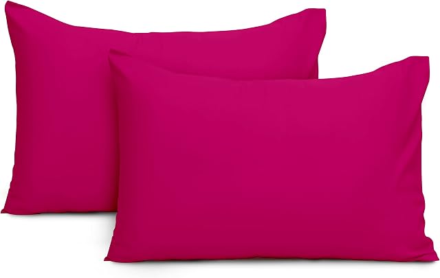 Imperial Rooms Pillow Cases 2 Pack Brushed Microfibre Pillow Covers (Pink, Pillow Cases 2 Pack)