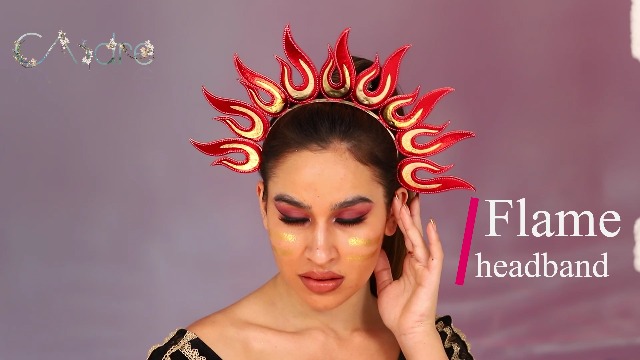Amazon.com: CASDRE Flame Headband Red Fire Headpiece  display picture 2