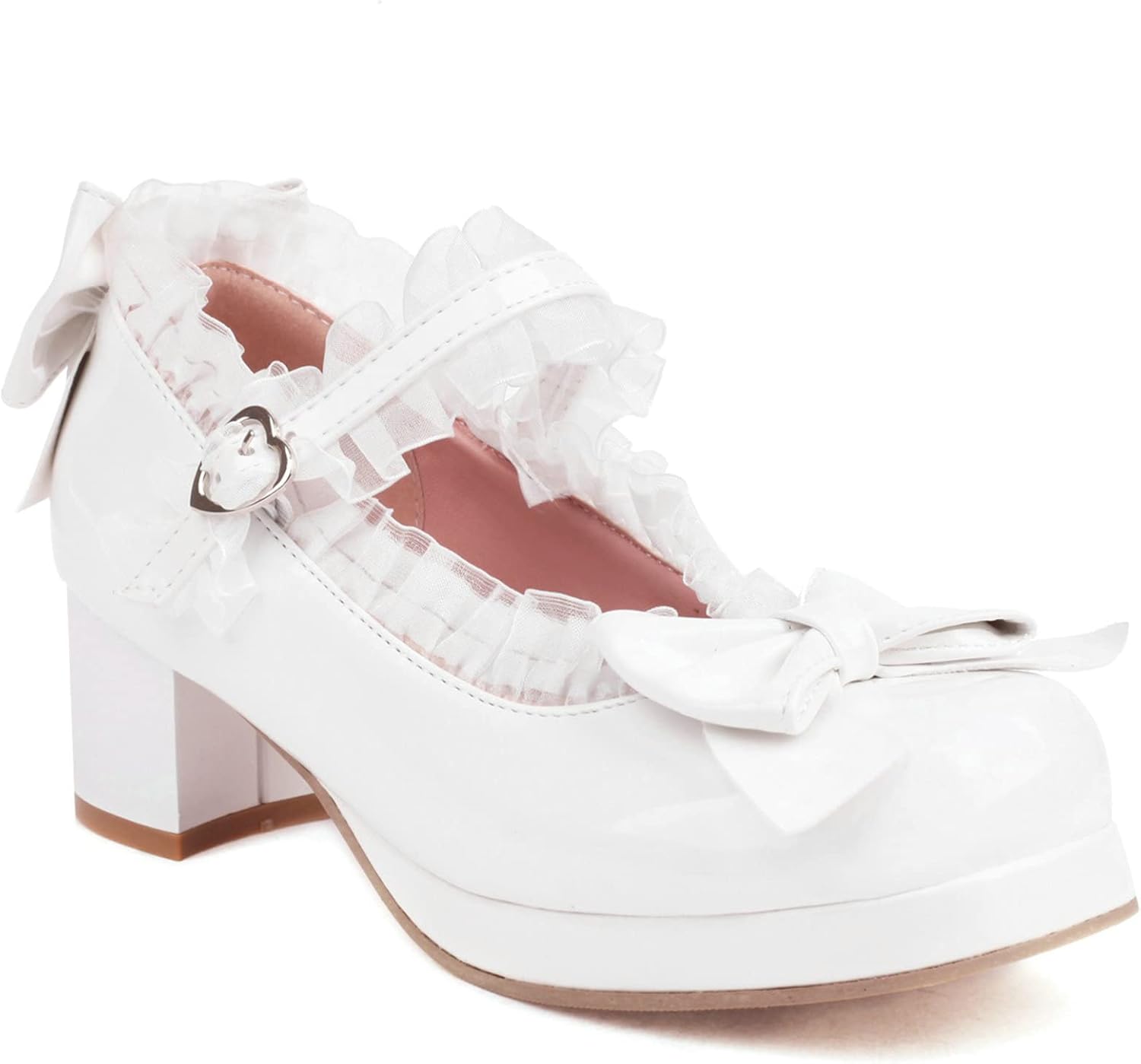 LUXMAX Women Kawaii Mid Block Heel Mary Jane Rockabilly Pumps with Bow Platform Chunky Heel Cute Sweet Shoes - Image 6