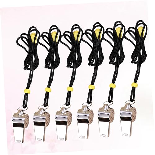 6 silbatos metálicos de acero inoxidable con cuerda miniatura 7