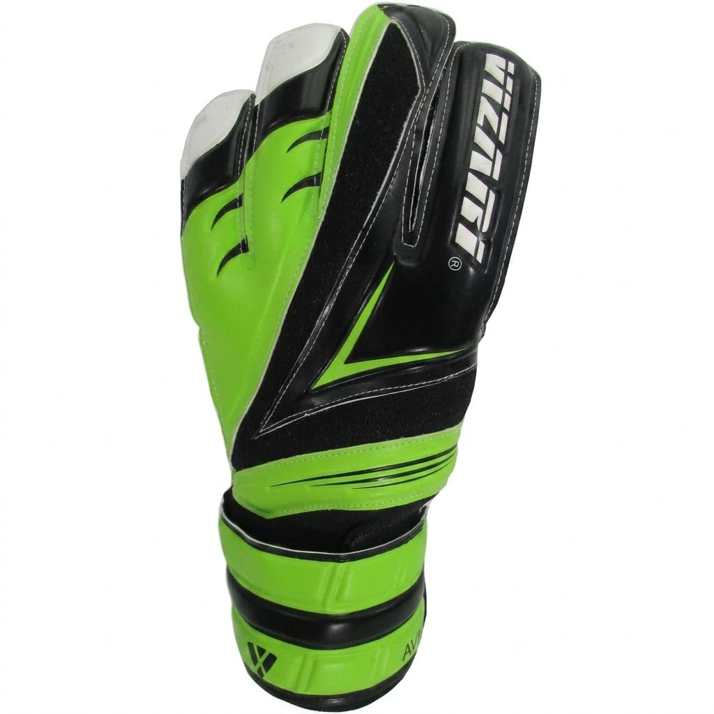 VIZARI Avio F.P. Football Goalkeeper Gloves - Superior Grip, All Skill Levels - Non-Slip Receiver Gloves | for Kids and Adults (Black/Green, Size 5)