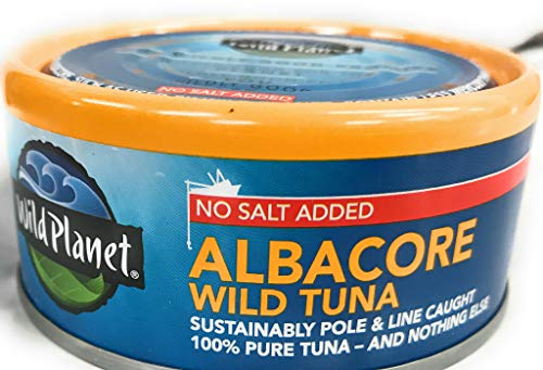 Wild Planet Wild Albacore Tuna,No Salt Added, Canned Tuna, Sustainably Wild-Caught, Pole & Line, Non-GMO, Kosher 5 oz